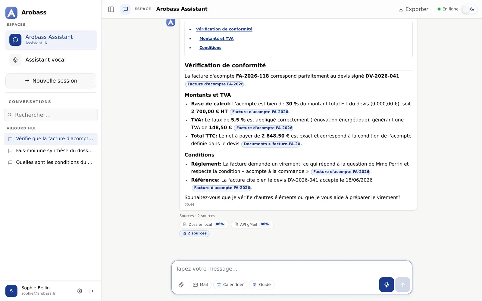 Abrechnungskontrolle Anzahlungsrechnung und Angebot, Quellen lokaler Ordner und Gmail